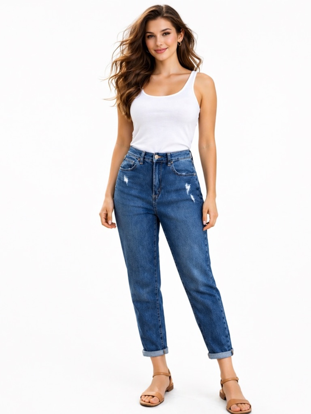 Sonoma Blue Ankle Cropped Mom Jeans 4